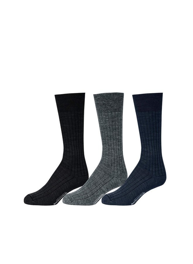 BoardroomSocks جوارب رجالية رسمية من صوف ميرينو متوسطة الطول من BoardroomSocks، جوارب رسمية مضلعة، طقم من 3 ألوان - Image 1